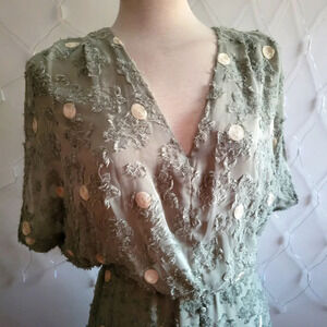 Zara Midi Length Dress / Textured &  Embroidered  / Size Small